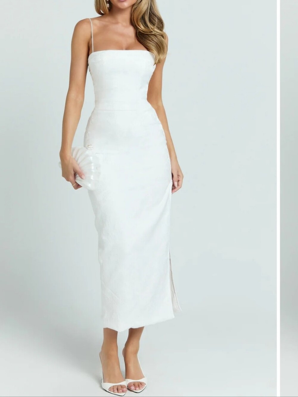 Showpo White Strapless Lace-Up Midi Slip Dress